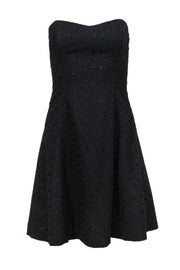 Current Boutique-Shoshanna - Black Floral Eyelet Strapless Fit & Flare Dress Sz 2
