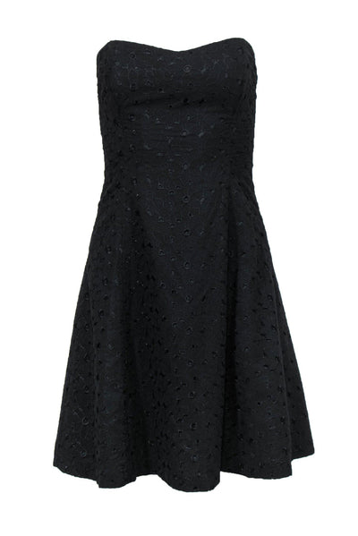 Current Boutique-Shoshanna - Black Floral Eyelet Strapless Fit & Flare Dress Sz 2
