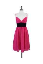 Current Boutique-Shoshanna - Fuchsia & Black Silk Spaghetti Strap Dress Sz 6