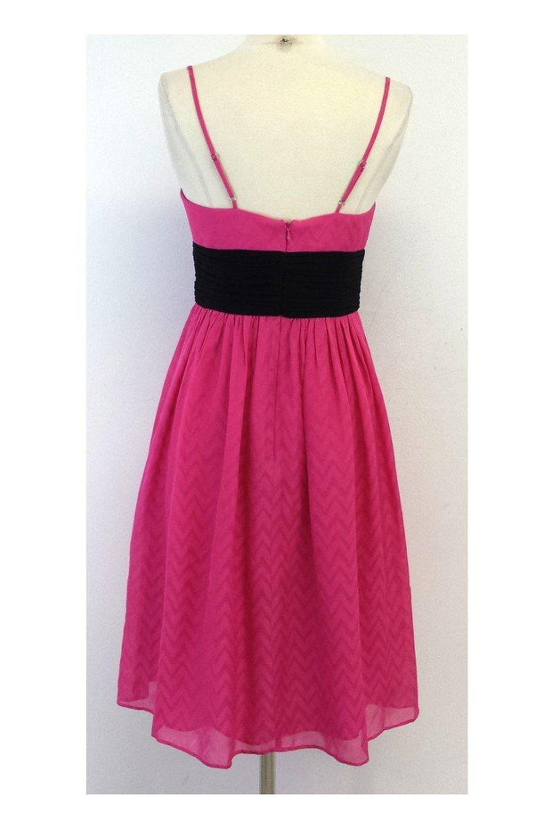 Current Boutique-Shoshanna - Fuchsia & Black Silk Spaghetti Strap Dress Sz 6