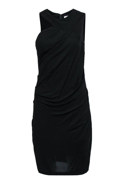 Current Boutique-Shoshanna - Black Asymmetric Pleated Midi Shift Dress Sz 8
