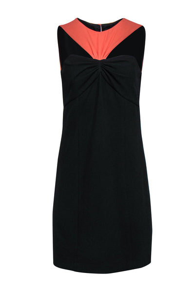 Current Boutique-Shoshanna - Black & Coral Colorblock Cocktail Dress w/ Shoulder Cutouts Sz 8