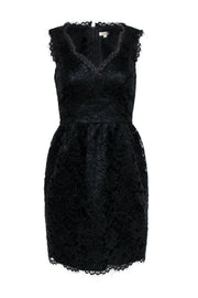 Current Boutique-Shoshanna - Black Lace Plunge Cocktail Dress Sz 8
