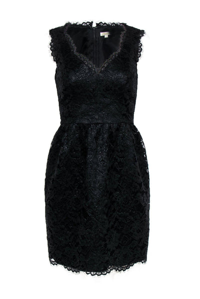 Current Boutique-Shoshanna - Black Lace Plunge Cocktail Dress Sz 8