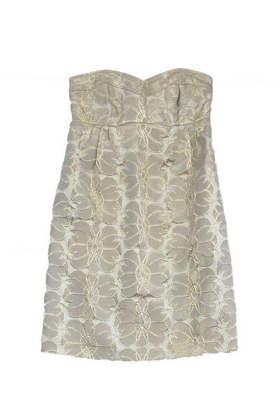 Current Boutique-Shoshanna - Gold Metallic Floral Strapless Dress Sz 0