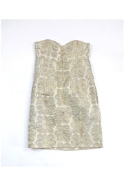 Current Boutique-Shoshanna - Gold Metallic Floral Strapless Dress Sz 0