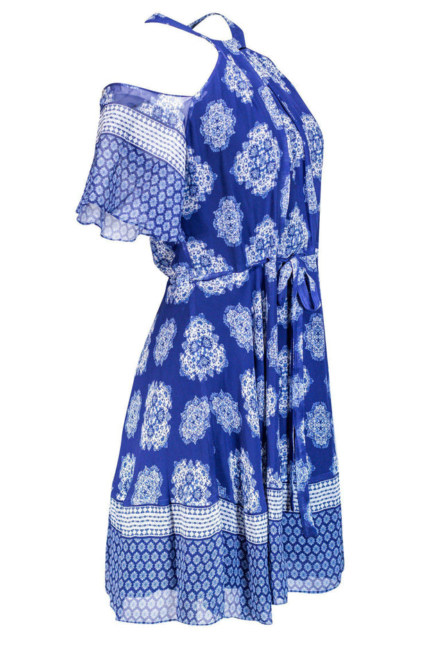 Current Boutique-Shoshanna - Cold Shoulder Blue Paisley Dress Sz 4
