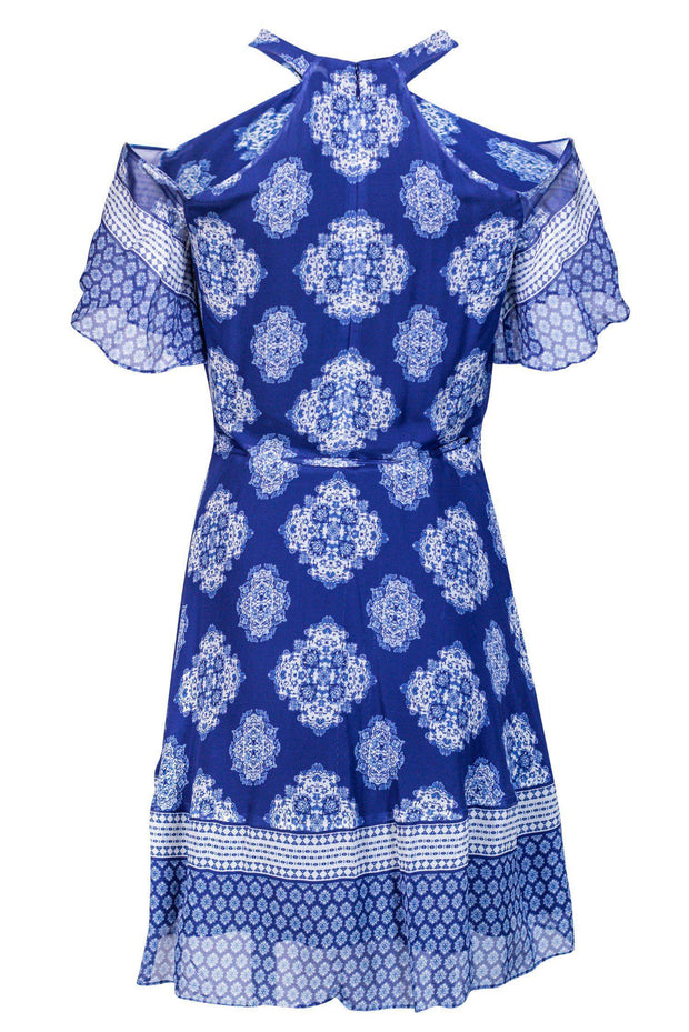 Current Boutique-Shoshanna - Cold Shoulder Blue Paisley Dress Sz 4