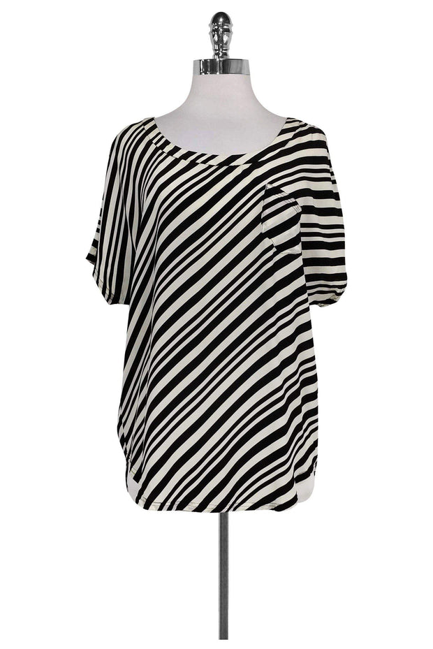 Current Boutique-Shoshanna - Black & White Striped Blouse Sz 4