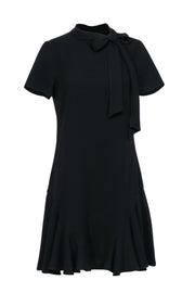 Current Boutique-Shoshanna - Black Short Sleeve Shift Dress w/ Neck Tie Sz 8