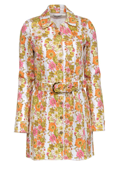 Current Boutique-Show Me Your Mumu - Multi Colored Floral Print Denim Dress Sz M