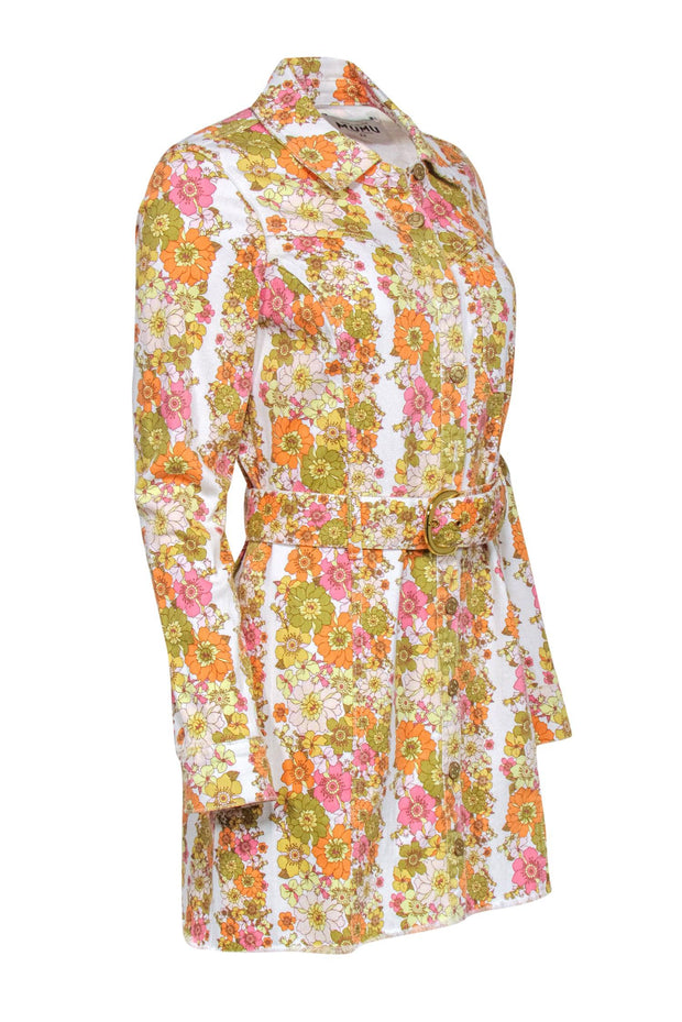 Current Boutique-Show Me Your Mumu - Multi Colored Floral Print Denim Dress Sz M