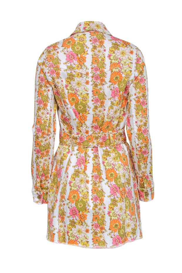 Current Boutique-Show Me Your Mumu - Multi Colored Floral Print Denim Dress Sz M