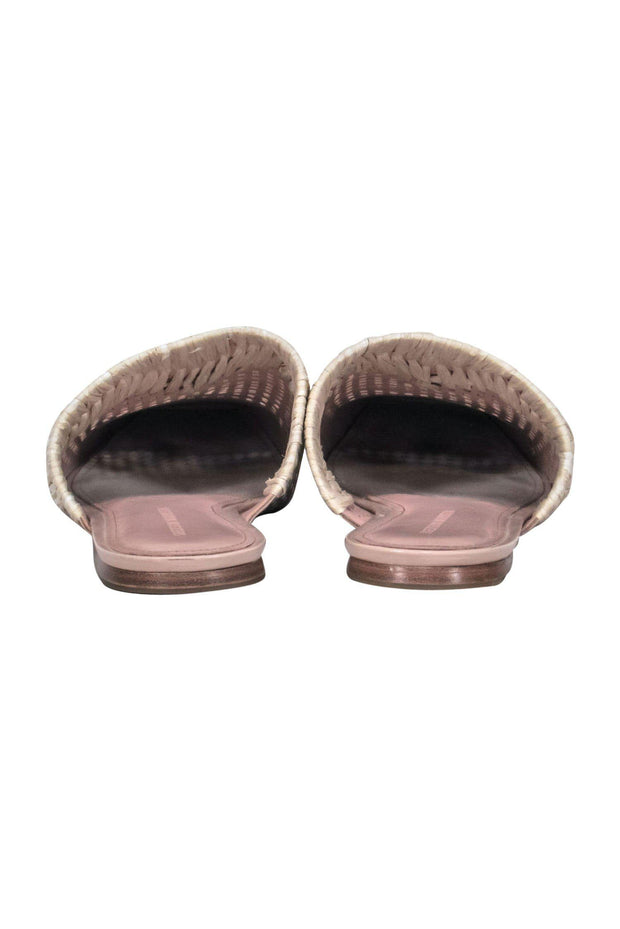 Current Boutique-Sigerson Morrison - Light Pink Patent Leather Perforated Mules w/ Straw Woven Trim Sz 9