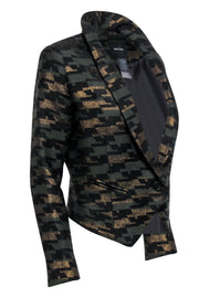 Current Boutique-Smythe - Green & Gold Camouflage-Style Cropped Blazer Sz 4