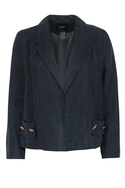 Current Boutique-Smythe - Charcoal Cropped Linen Blazer w/ Golden Buttons Sz 6
