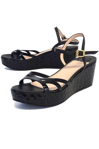 Current Boutique-Sonia Rykiel - Black Patent Leather Platform Wedges Sz 9.5