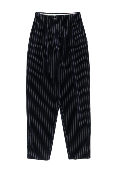 Current Boutique-Sportmax - Navy Pinstripe Velvet Trousers Sz 6
