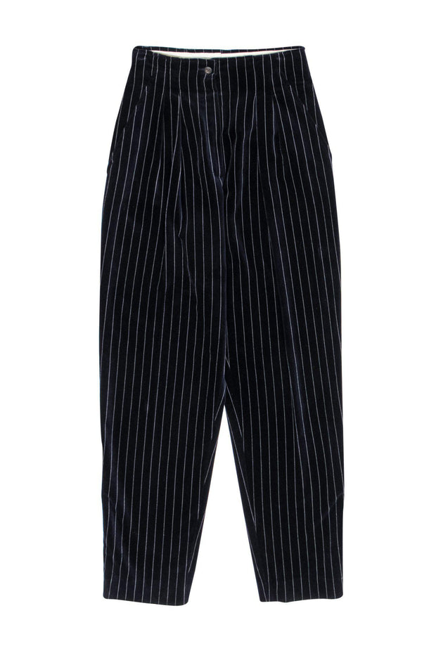 Current Boutique-Sportmax - Navy Pinstripe Velvet Trousers Sz 6