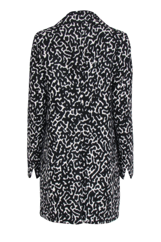 Current Boutique-St. Emile - Black & Ivory Leopard Print Button-Up Wool Blend Midi Coat Sz 8