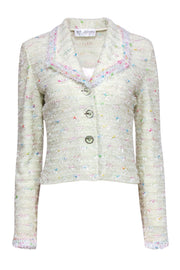 Current Boutique-St. John - Pastel Mint Green Knit Blazer w/ Multicolor Stitching Sz S