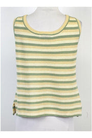Current Boutique-St. John - Green & Cream Striped Knit Tank Sz M