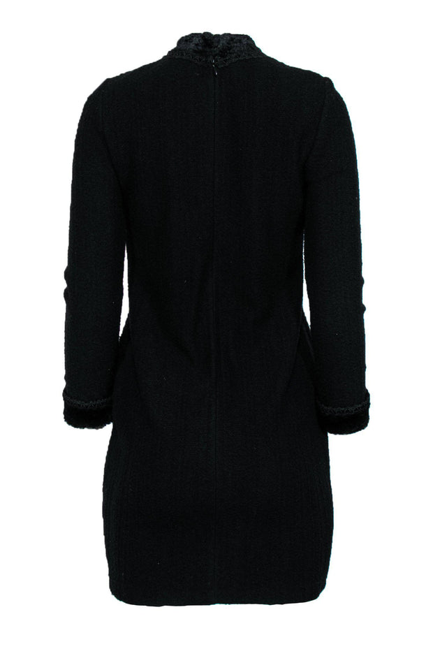 Current Boutique-St. John - Black Vintage Wool Mock Neck Dress w/ Brooch Sz 2