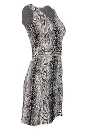 Current Boutique-St. John - Beige & Black Snakeskin Knit Fit & Flare Dress Sz 2