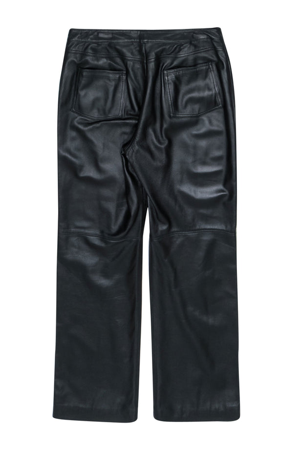 Current Boutique-St. John - Black Leather Wide Leg Pants Sz 16