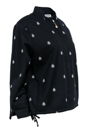 Current Boutique-St. John Sport - Black Bee Embroidered Zip-Up Jacket Sz L