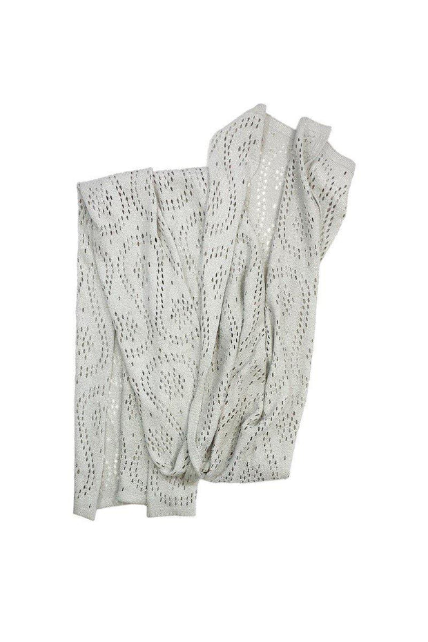 Current Boutique-St. John - Grey Metallic Knit Scarf