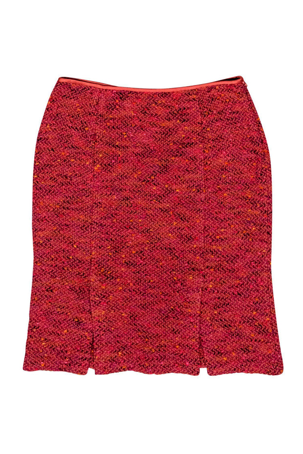 Current Boutique-St. John - Pink Tweed Knit Double Slit Pencil Skirt Sz 2