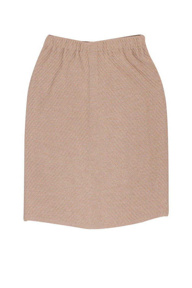 Current Boutique-St. John - Tan Ribbed Knit Pencil Skirt Sz 4