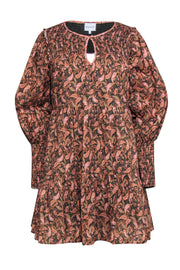 Current Boutique-Steele - Dark Green & Soft Pink Paisley Print Cotton Babydoll Dress Sz S