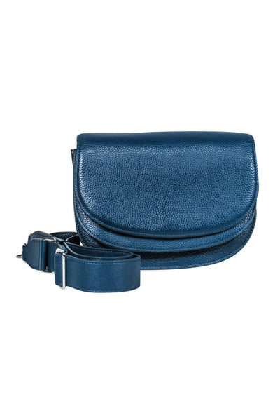 Current Boutique-Steven Alan - Pebbled Teal Leather Saddle Bag Crossbody