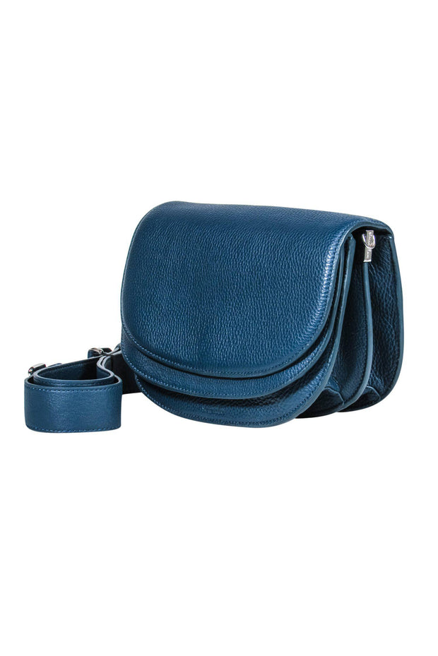 Current Boutique-Steven Alan - Pebbled Teal Leather Saddle Bag Crossbody