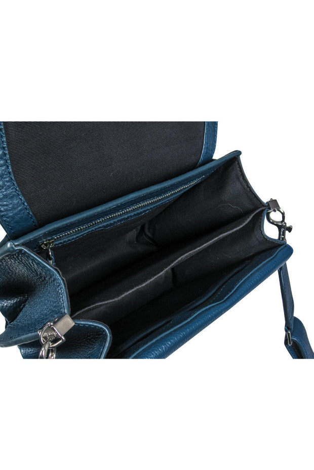 Current Boutique-Steven Alan - Pebbled Teal Leather Saddle Bag Crossbody