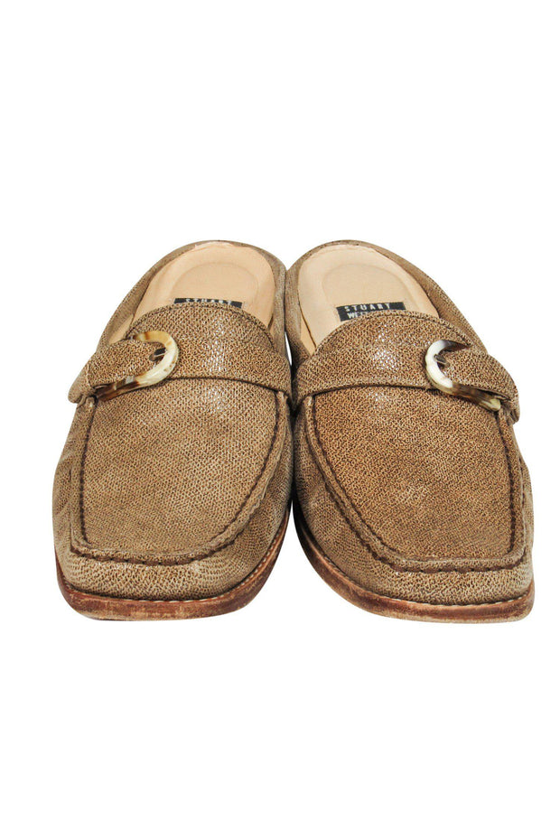 Current Boutique-Stuart Weitzman - Tan Leather Block Heel Mules Sz 7.5