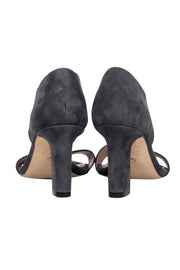Current Boutique-Stuart Weitzman - Grey Suede Open Toe Pumps w/ Elastic Strap Sz 4