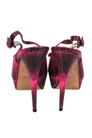Current Boutique-Stuart Weitzman - Fuchsia Snakeskin Platform Heels w/ Bows Sz 9.5