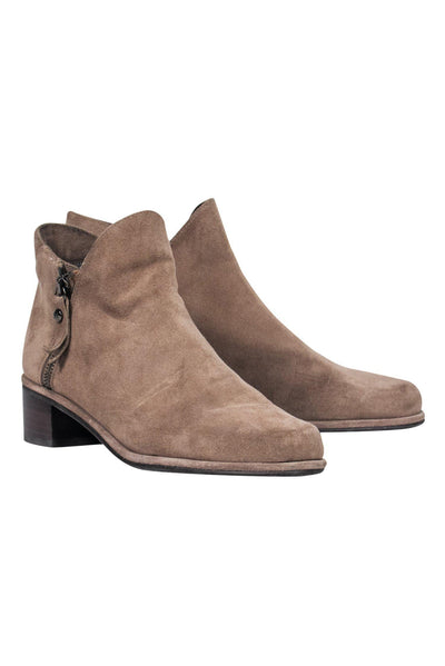 Current Boutique-Stuart Weitzman - Dark Beige Suede Ankle Booties Sz 6.5
