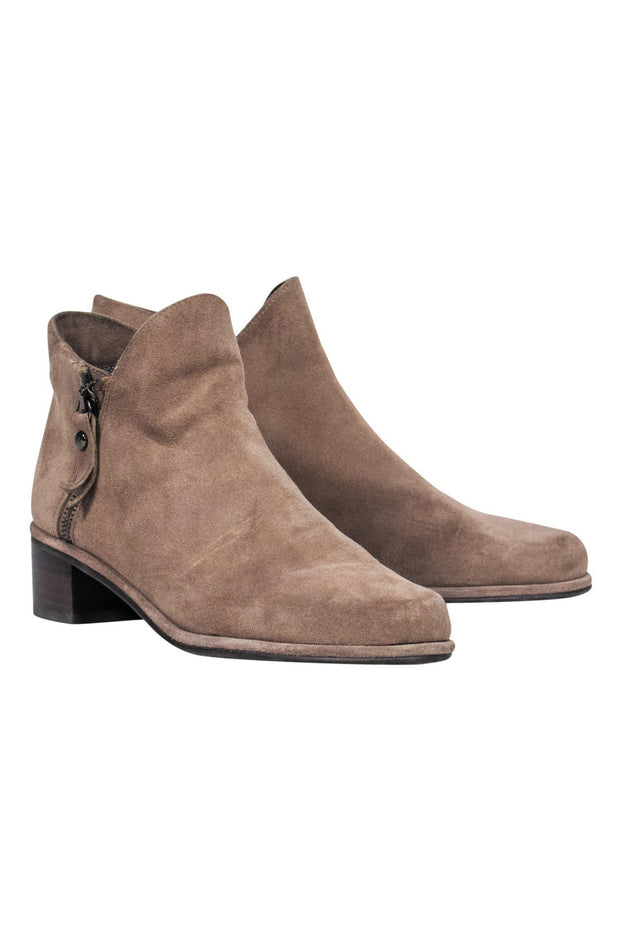 Current Boutique-Stuart Weitzman - Dark Beige Suede Ankle Booties Sz 6.5