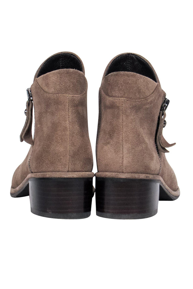 Current Boutique-Stuart Weitzman - Dark Beige Suede Ankle Booties Sz 6.5