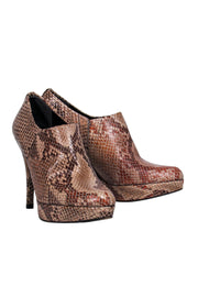 Current Boutique-Stuart Weitzman - Tan Snakeskin Print Platform Heeled Booties Sz 6.5