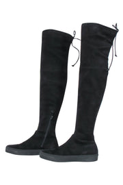 Current Boutique-Stuart Weitzman - Black Suede Over-the-Knee Platform “Playtime” Boots Sz 7