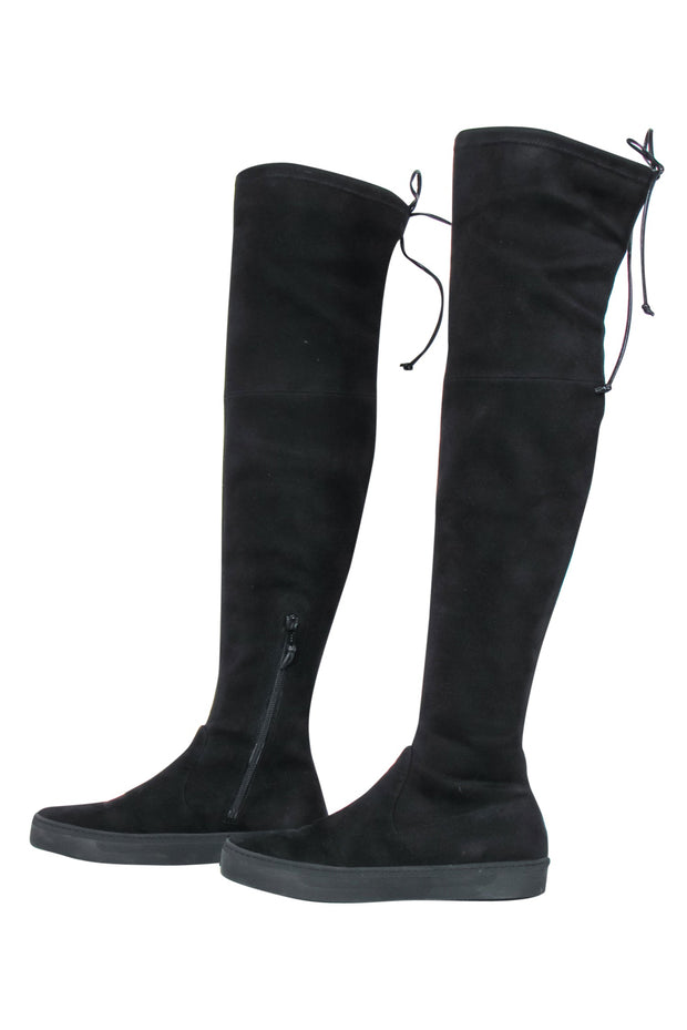 Current Boutique-Stuart Weitzman - Black Suede Over-the-Knee Platform “Playtime” Boots Sz 7