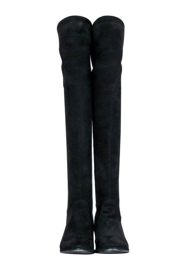 Current Boutique-Stuart Weitzman - Black Suede Over-the-Knee Boots Sz 8.5