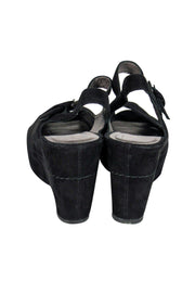 Current Boutique-Stuart Weitzman - Black Suede Strappy Wedges Sz 10