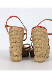 Current Boutique-Stuart Weitzman - Red Snakeskin Strappy Wedges Sz 10