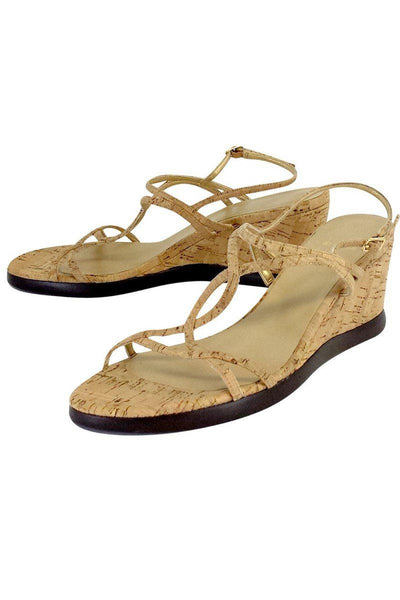 Current Boutique-Stuart Weitzman - Cork Sandal Wedges Sz 10
